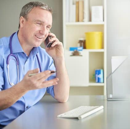 Male administrator on phone