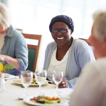 Elderly women at lunch