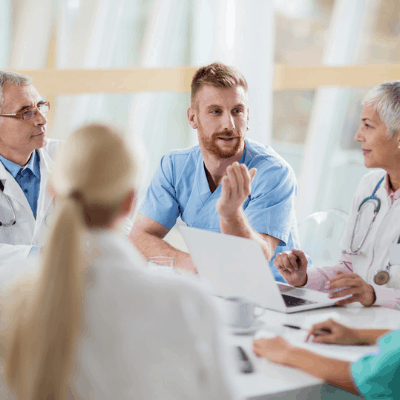 Patient listening to doctor