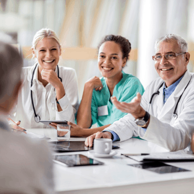 Doctor working with hospital administrator