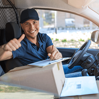 delivery driver in his van